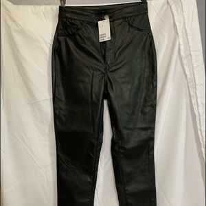 H&M Faux Leather straight leg pants size 8